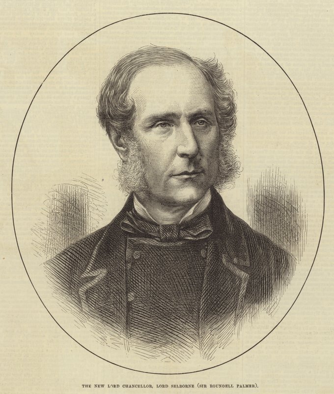 De Nieuwe Lord Chancellor, Lord Selborne (Sir Roundell Palmer) door English School