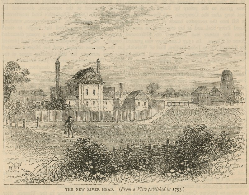 The New River Head, uit een uitzicht gepubliceerd in 1753 door English School