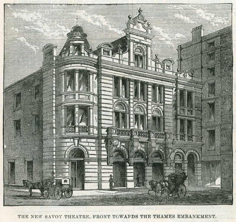 Het nieuwe Savoy Theater, voorkant naar de Thames Embankment door English School