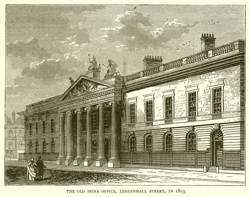 Het Oude India Kantoor, Leadenhall Street, in 1803 door English School