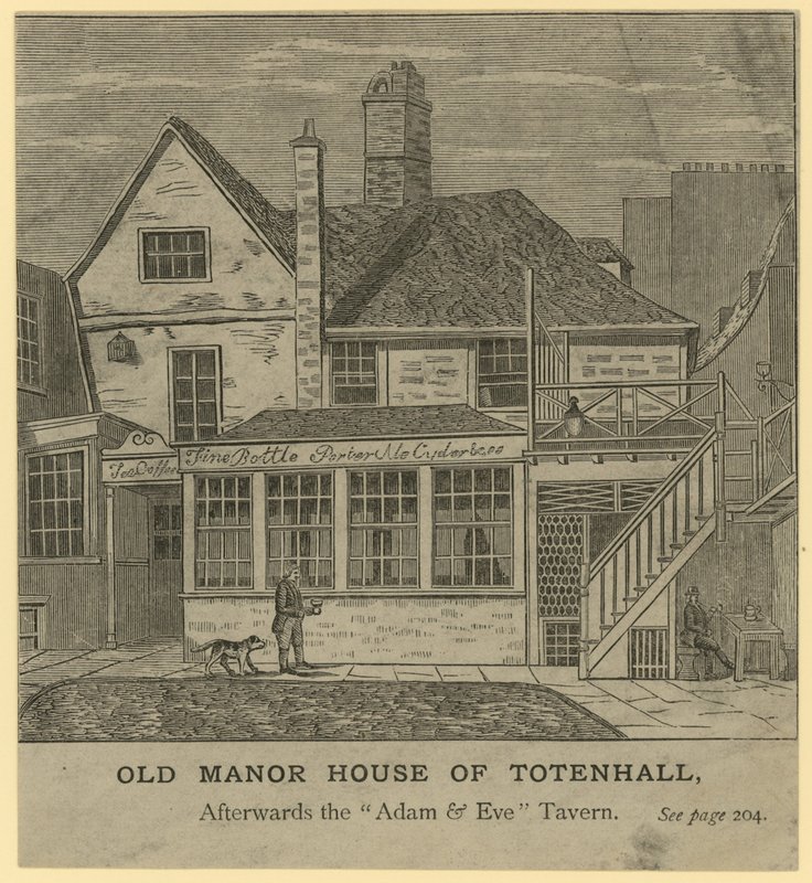 The Old Manor House of Totenhall, later de Adam and Eve Tavern, Londen door English School