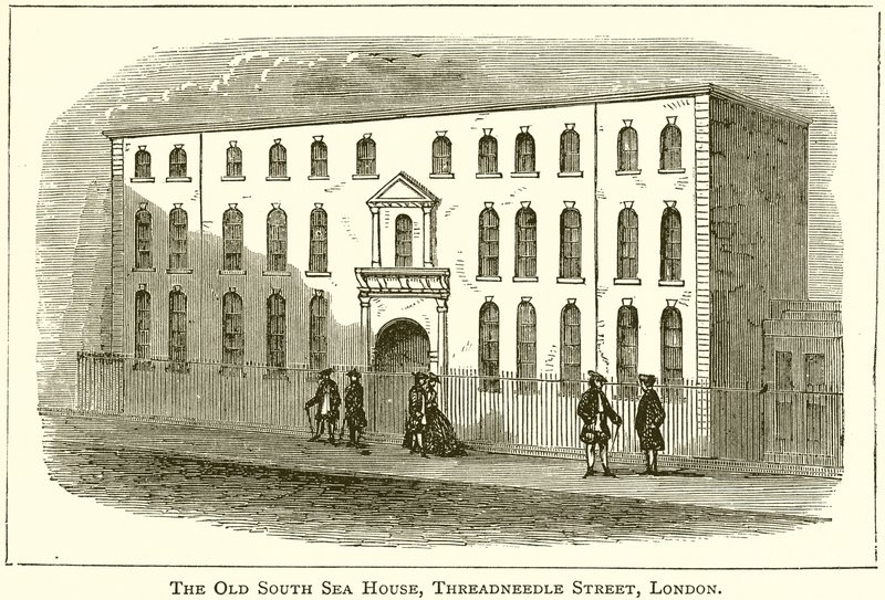 Het Oude Zuidzee Huis, Threadneedle Street, Londen door English School