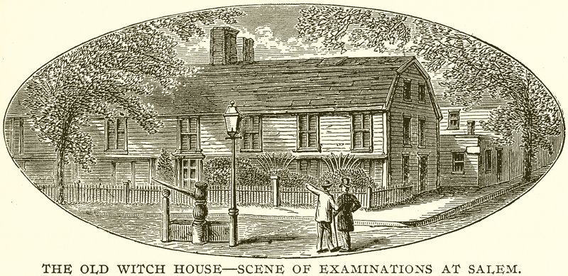 Het oude heksenhuis - scène van onderzoeken in Salem door English School