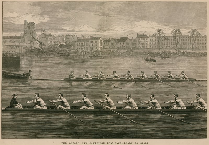 De Oxford en Cambridge Bootrace - klaar om te starten door English School