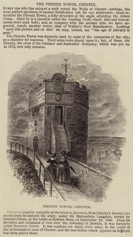 De Phoenix Toren, Chester (gravure) door English School