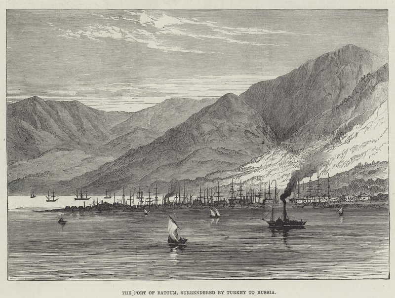 De Haven van Batoum, overgedragen door Turkije aan Rusland (gravure) door English School