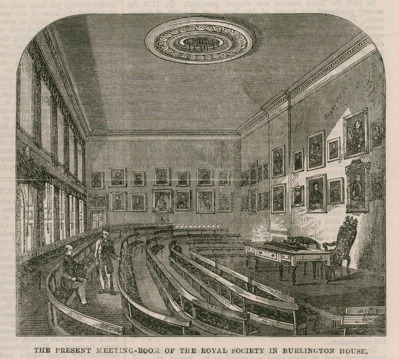 De huidige vergaderzaal van de Koninklijke Vereniging in Burlington House door English School