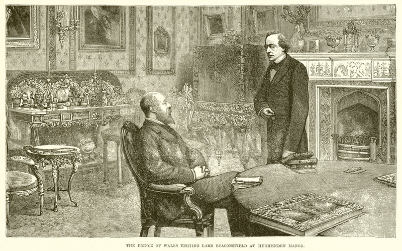 De Prins van Wales bezoekt Lord Beaconsfield in Hughenden Manor door English School