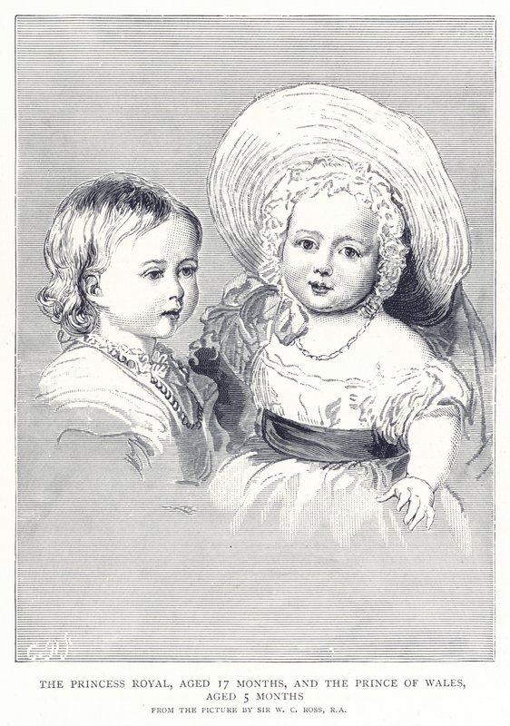 De Prinses Royal, 17 maanden oud, en de Prins van Wales, 5 maanden oud door English School