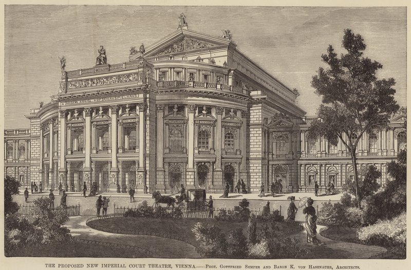 Het voorgestelde nieuwe keizerlijke hof theater, Wenen (gravure) door English School