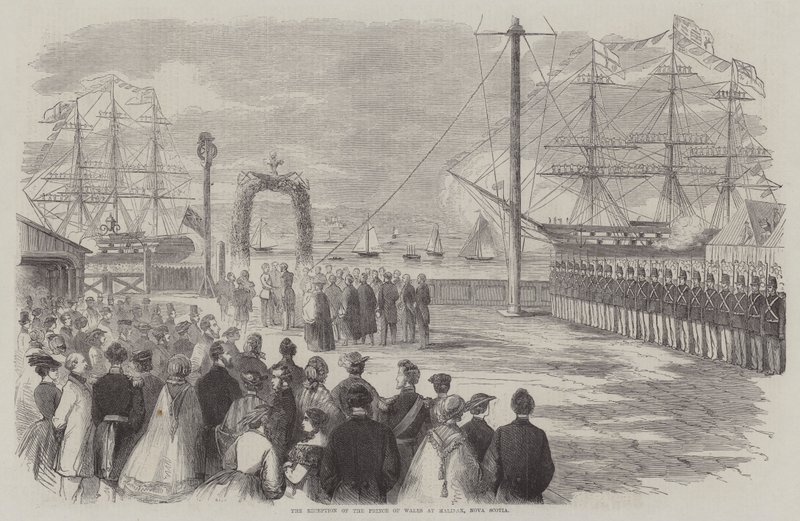 De ontvangst van de prins van Wales in Halifax, Nova Scotia (gravure) door English School
