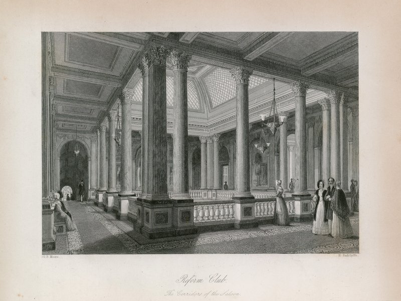 De Reform Club, de gangen van de Saloon door English School