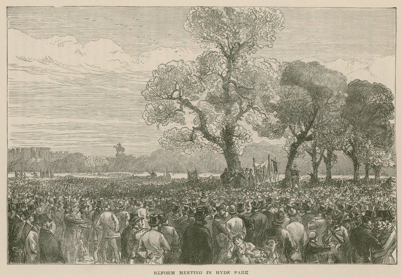 De Hervormingsdemonstratie in Hyde Park, 6 mei 1867 door English School