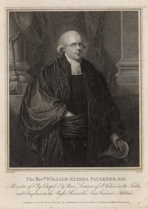 De Eerwaarde William Elisha Faulkner, Minister van Ely Chapel, Ely Place, Londen door English School