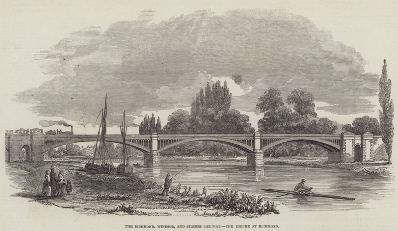 De Richmond, Windsor, en Staines Spoorwegbrug bij Richmond door English School