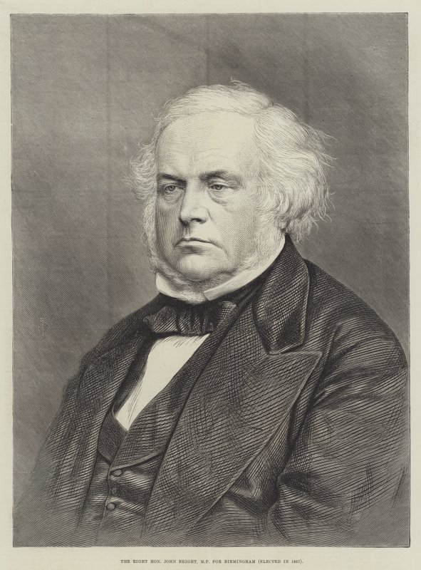 De zeer eerbiedwaardige John Bright, MP voor Birmingham, gekozen in 1857 door English School