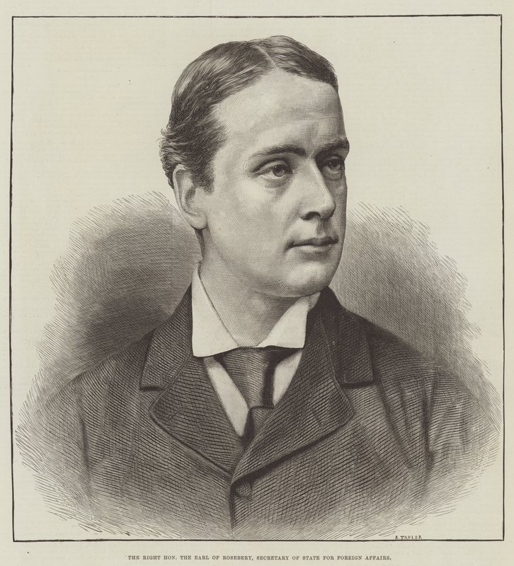 De zeer eerbiedwaardige graaf van Rosebery, minister van Buitenlandse Zaken door English School