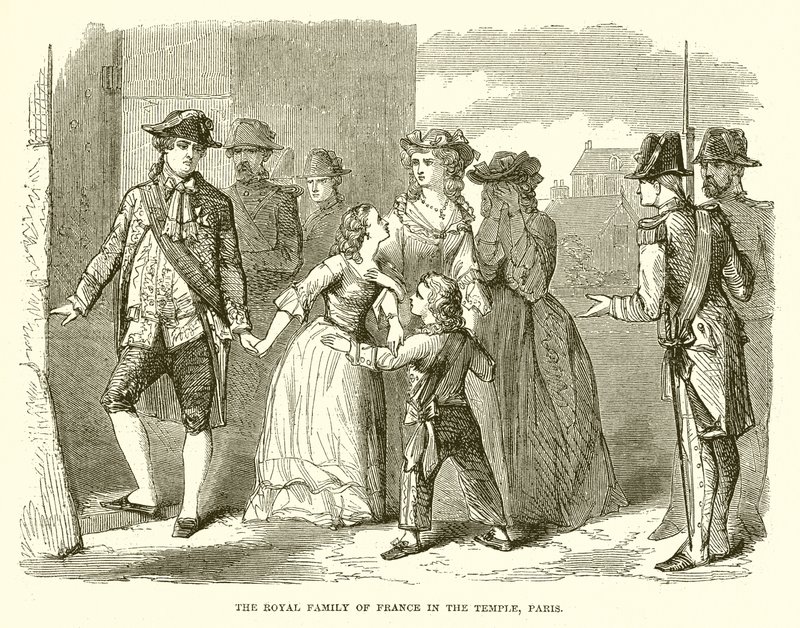 De Koninklijke Familie van Frankrijk in de Tempel, Parijs door English School
