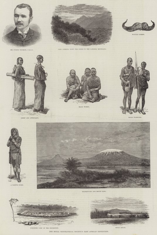 De Oost-Afrikaanse Expeditie van de Royal Geographical Society (gravure) door English School