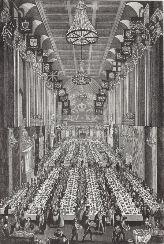 Het koninklijk banket in Guildhall op 9 november 1837 door English School