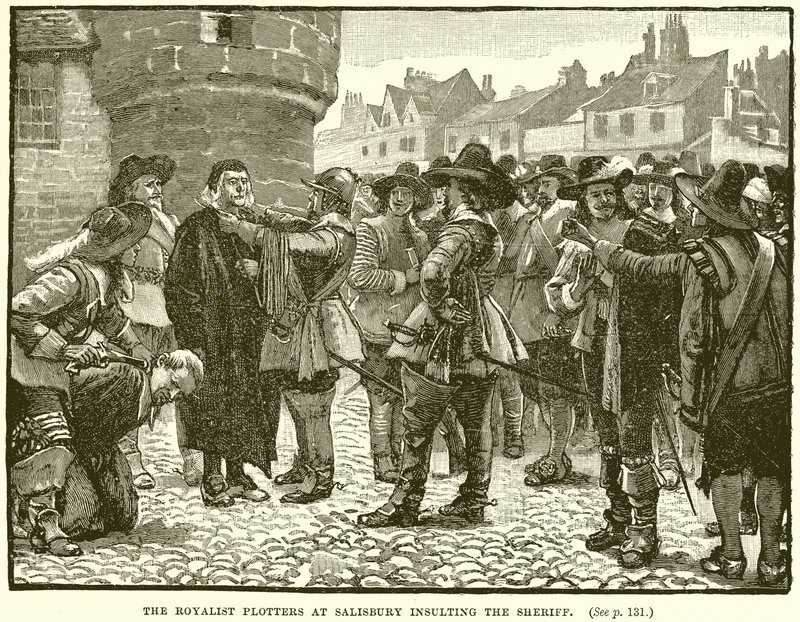 De Royalistische Samenzweerders in Salisbury beledigen de Sheriff door English School
