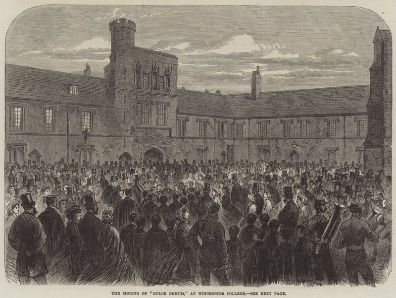 Het Zingen van "Dulce Domum," op Winchester College door English School