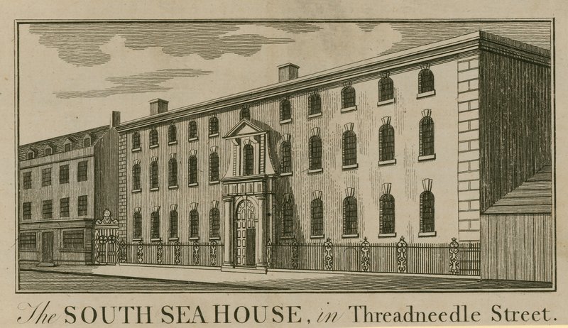The South Sea House in Threadneedle Street, Londen door English School