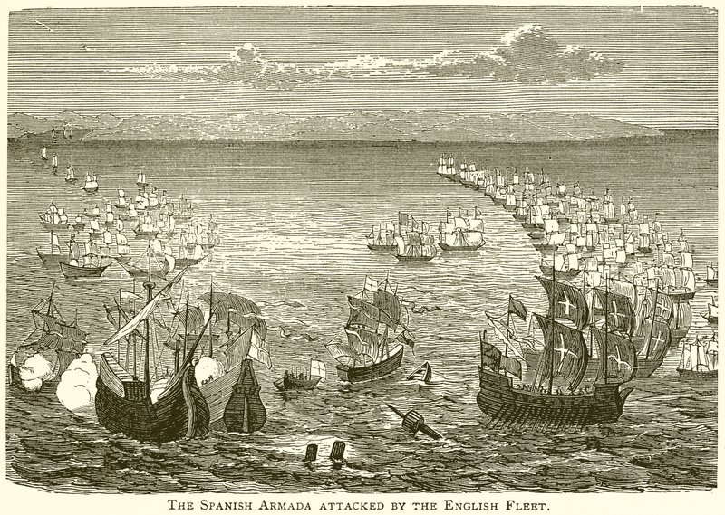 De Spaanse Armada Aangevallen door de Engelse Vloot door English School