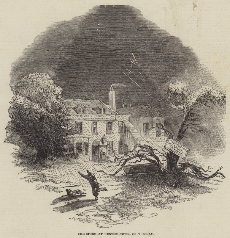 De storm in Kentish-Town, op dinsdag door English School