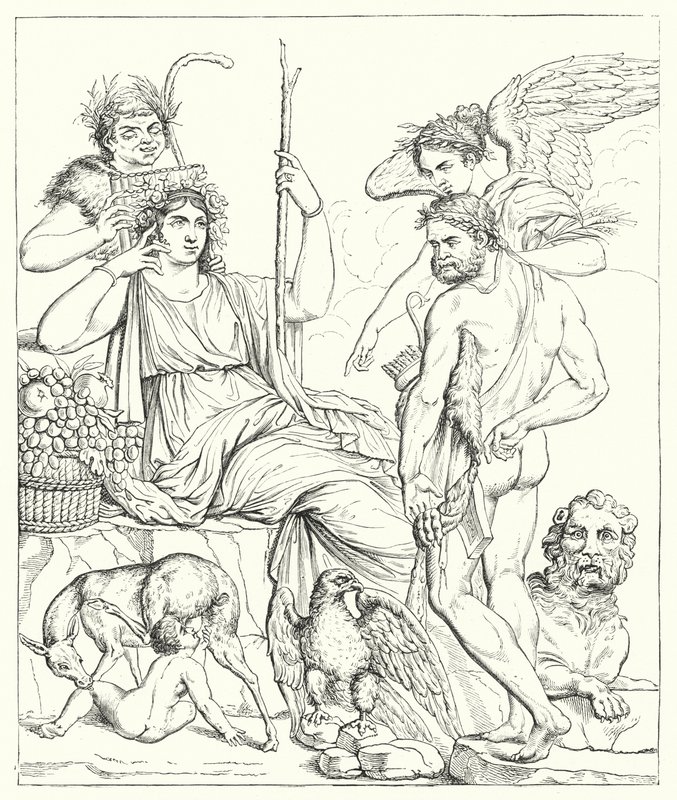 Het Verhaal van Hercules en Telephus (gravure) door English School