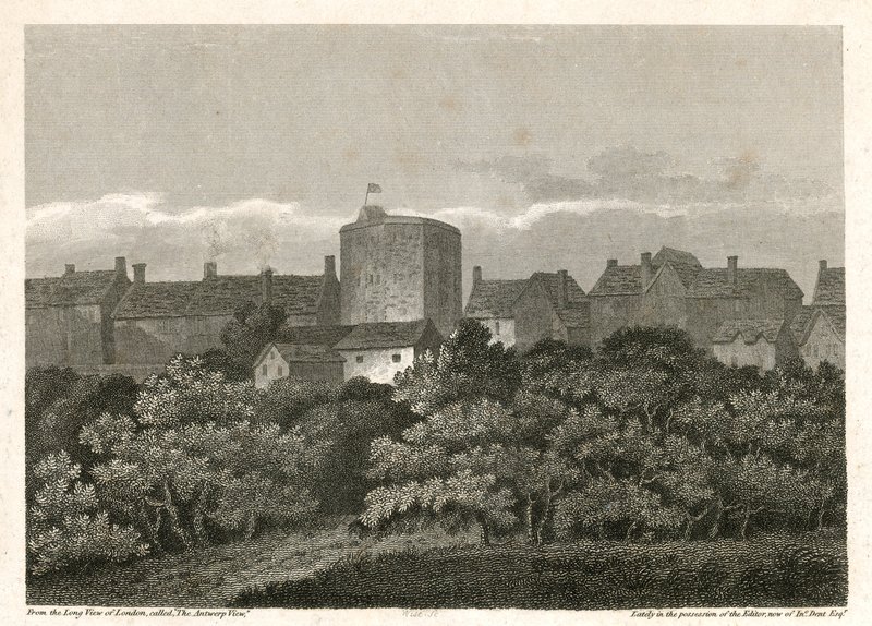 Het Zwanentheater aan de Bankside zoals het verscheen in 1614 door English School