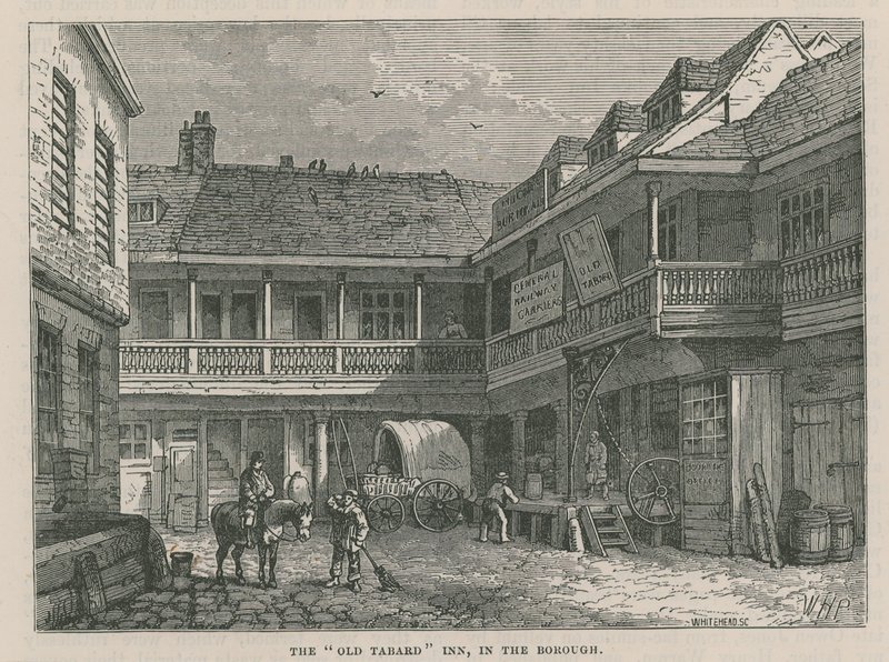 The Tabard Inn, Southwark door English School