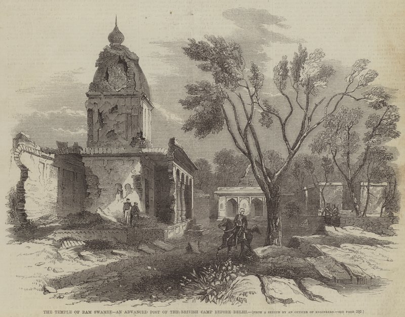De Tempel van Ram Swamee, een Voorpost van het Britse Kamp voor Delhi door English School