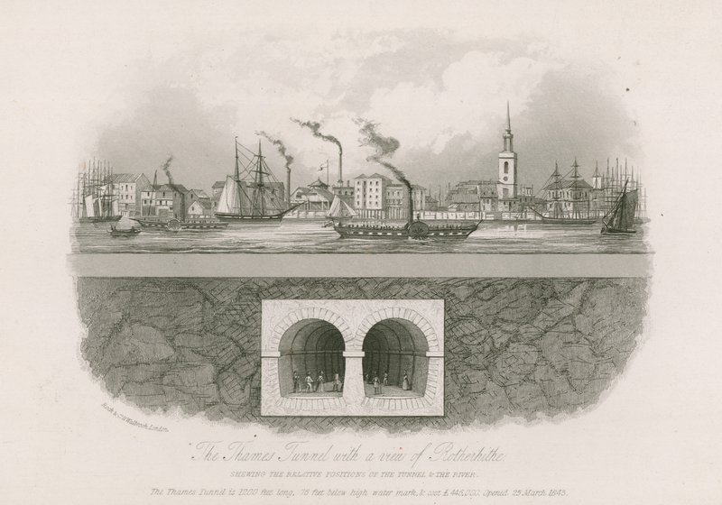 De Thames Tunnel met een uitzicht op Rotherhithe door English School