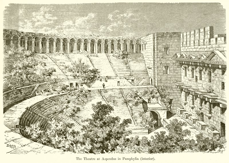 Het theater van Aspendus in Pamphylië (interieur) door English School