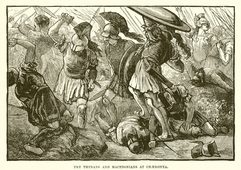 De Thebanen en Macedoniërs bij Chaeronea door English School