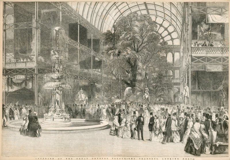 De Transept, Kijkend naar het Noorden, Grote Tentoonstelling, 1851 door English School