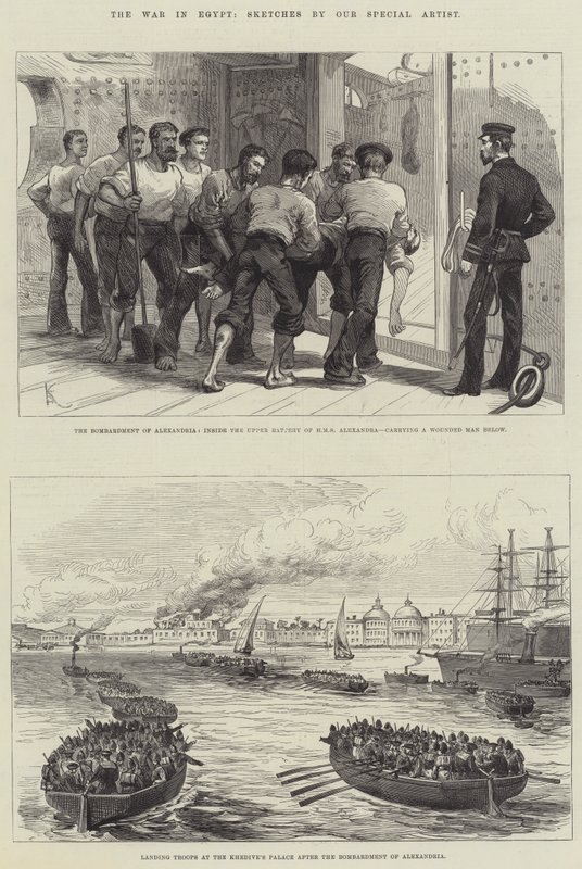 De Oorlog in Egypte (gravure) door English School