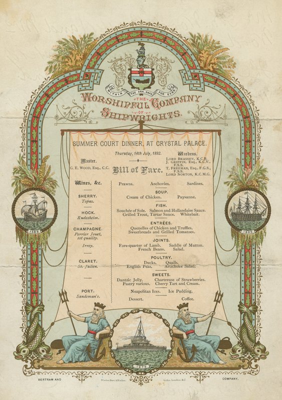 Zomerdiner van de Worshipful Company of Shipwrights (chromolitho) door English School