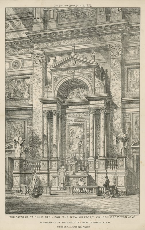 Het altaar van St. Philip Neri voor de nieuwe Oratoriumkerk door English School