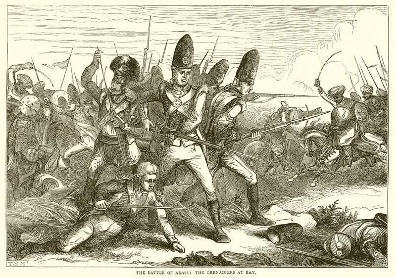De slag bij Arass: De grenadiers in het nauw (1775) door English School