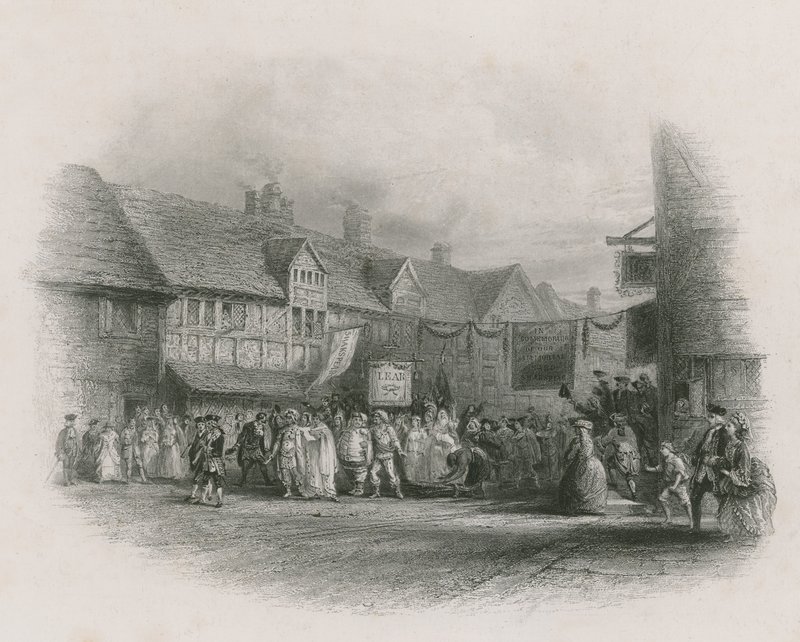 De geboorteplaats van Shakespeare met Garricks Jubileum Processie door English School