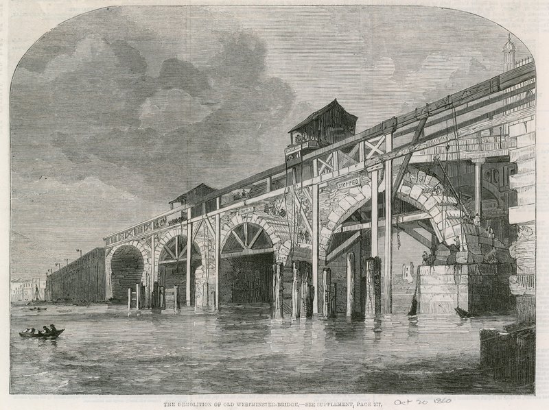 De sloop van de oude Westminster Bridge door English School