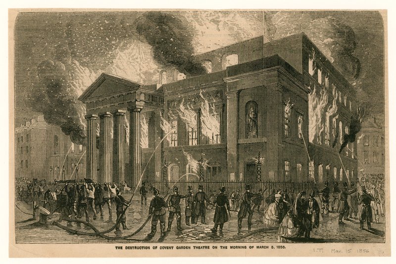 De vernietiging van het Covent Garden Theatre, Londen, op de ochtend van 5 maart 1856 door English School