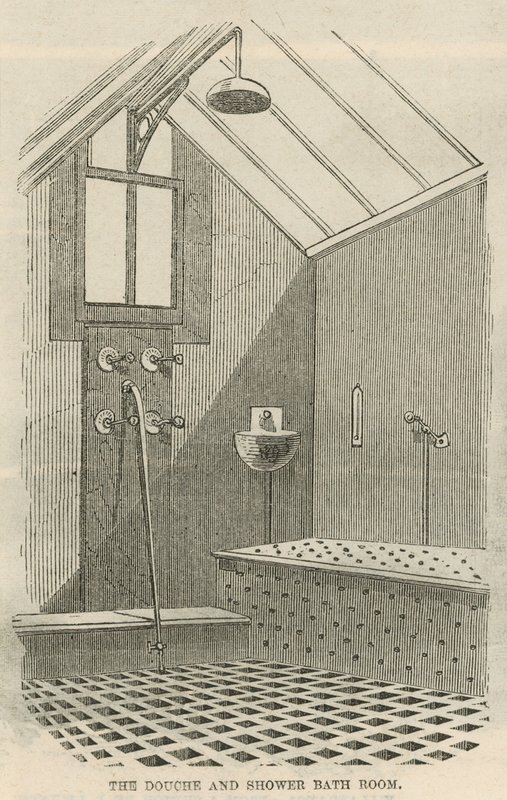 De douche- en stortbadkamer door English School