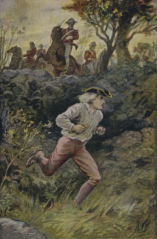 De ontsnapping van Harvey Birch: illustratie uit The Spy, door James Fenimore Cooper door English School