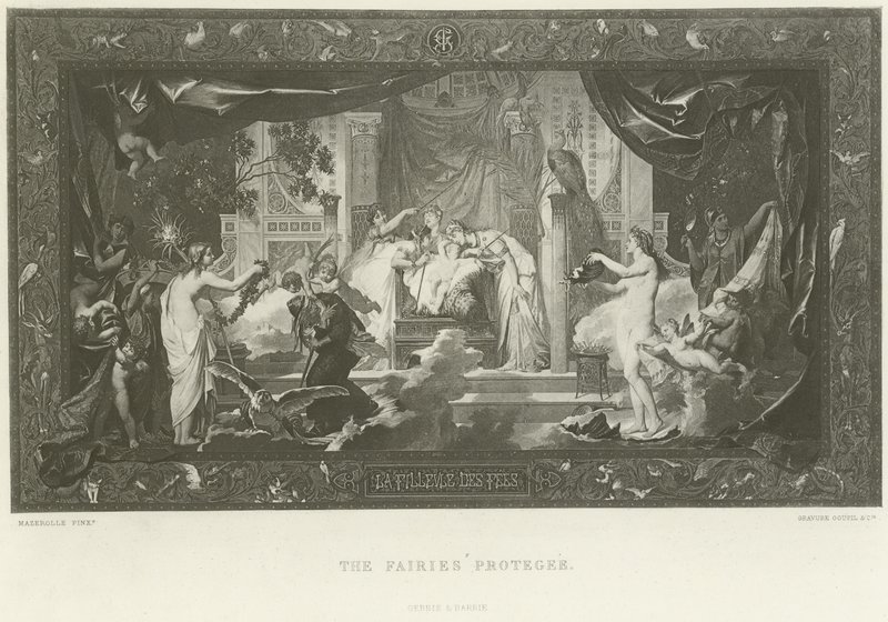 De beschermeling van de feeën (gravure) door English School