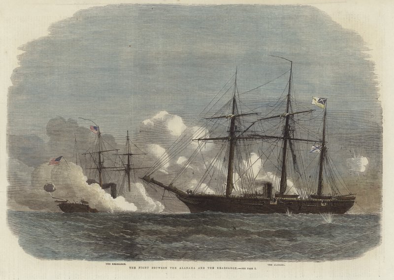 Het gevecht tussen de Alabama en de Kearsarge door English School