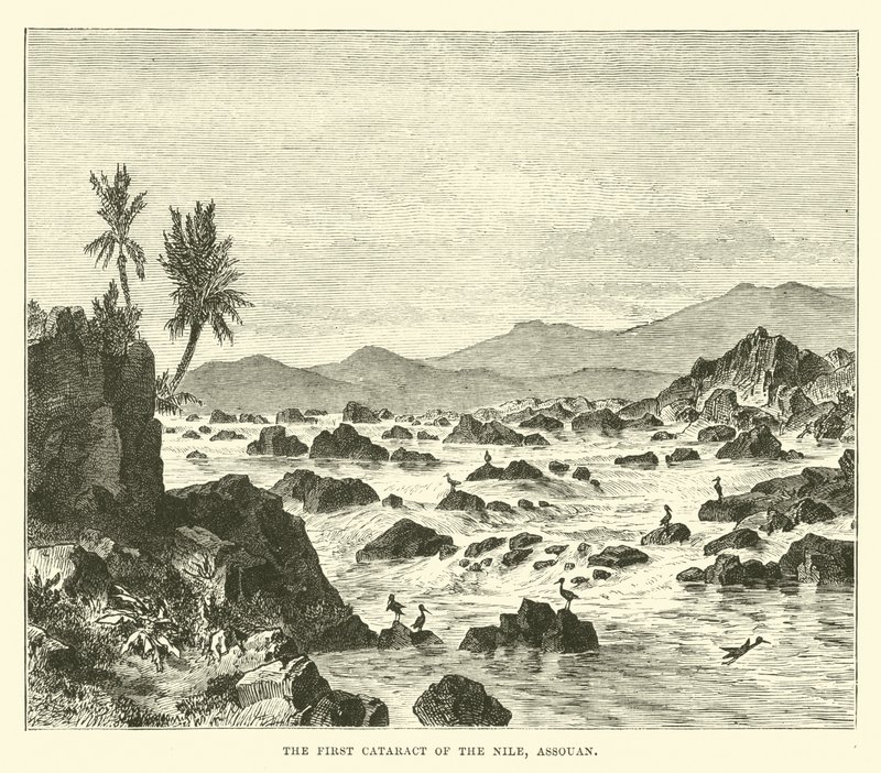 De eerste cataract van de Nijl, Assouan door English School