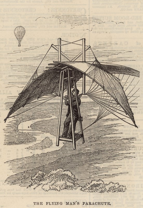 De parachute van de vliegende man door English School